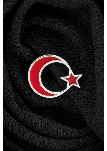 925 Ayar Gümüş Mineli Türk Bayrağı Rozet