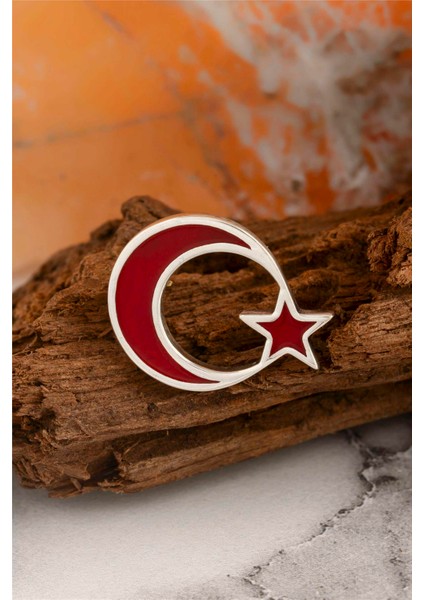 925 Ayar Gümüş Mineli Türk Bayrağı Rozet fiyatları