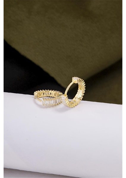 925 Ayar Gümüş Altın Kaplama Küçük Boy Baget Küpe