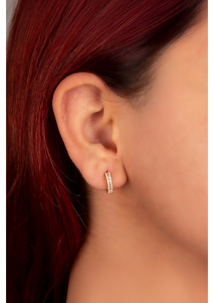 925 Ayar Gümüş Altın Kaplama Küçük Boy Baget Küpe fiyatları