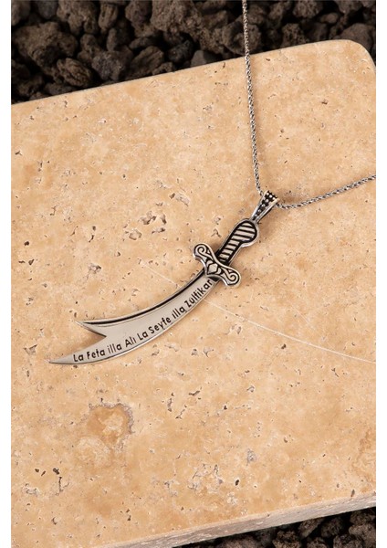 925 Ayar Gümüş Zülfikar Kılıcı Erkek Kolye