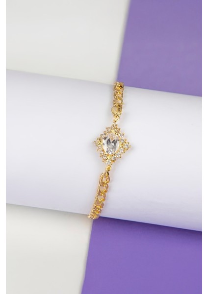 Altın Kaplama Mekik Model 925 Ayar Gümüş Bayan Bileklik