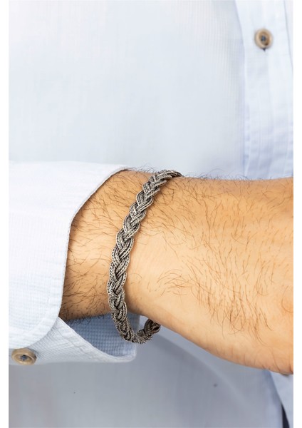 Örgü Model Gümüş Erkek Bileklik modelleri