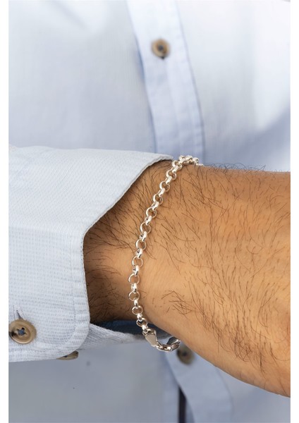Halka Zincir Gümüş Erkek Bileklik