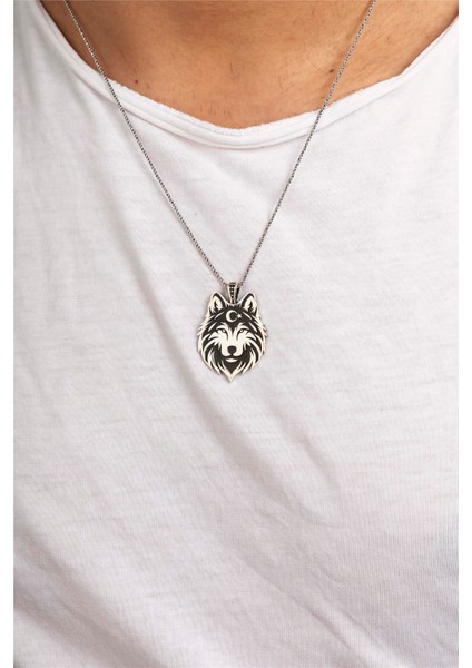 925 Ayar Gümüş Ayyıldız Ve Kurt Motifli Erkek Kolye fiyatları