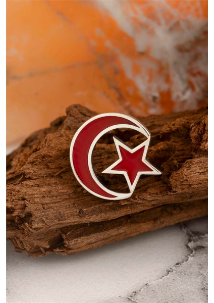 925 Ayar Gümüş Ayyıldız Mineli Rozet fiyatları