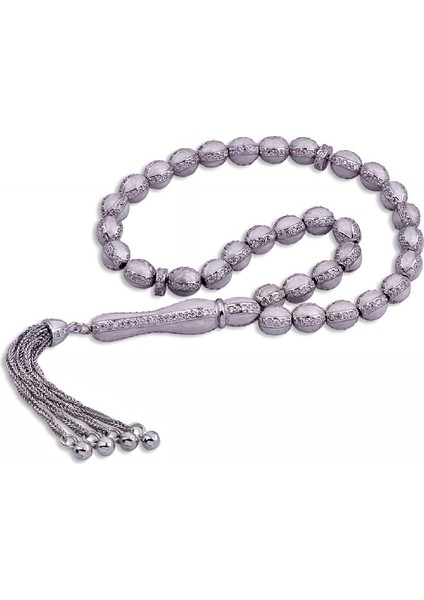 Gümüş Beyaz Mineli Zirkon Taşlı Tesbih