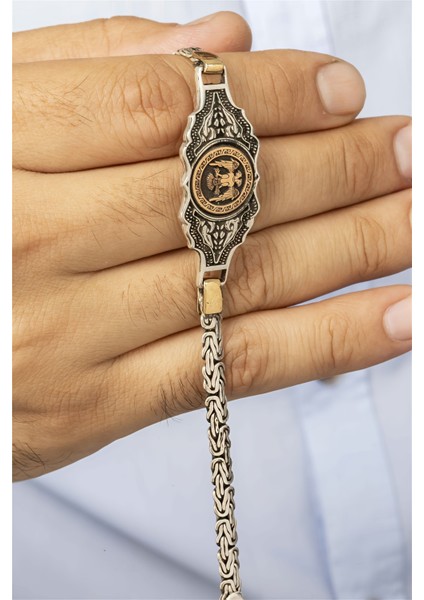 Selçuklu Kartal Figürlü Kral Zincirli Plaka Gümüş Erkek Bileklik fiyatları