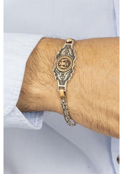 Selçuklu Kartal Figürlü Kral Zincirli Plaka Gümüş Erkek Bileklik modelleri
