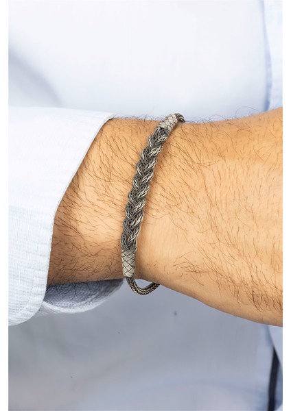 El İşi Örgü Model Gümüş Erkek Bileklik modelleri