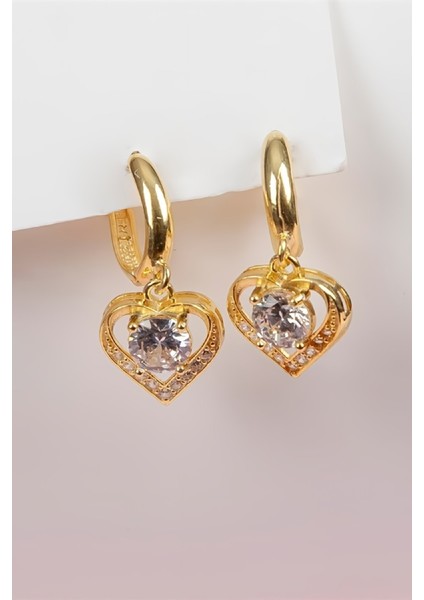 925 Ayar Gümüş Altın Kaplama Kalpli Küpe