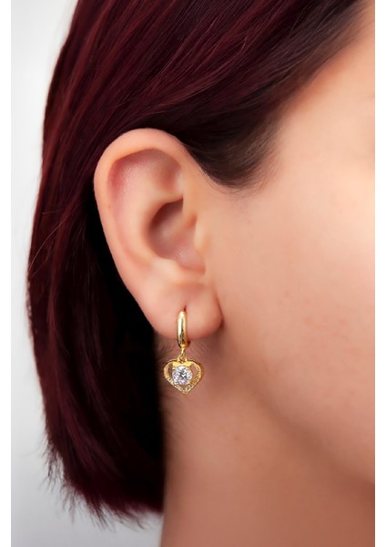 925 Ayar Gümüş Altın Kaplama Kalpli Küpe fiyatları