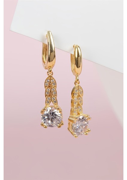 Yaprak Motifli Altın Kaplama 925 Ayar Gümüş Küpe