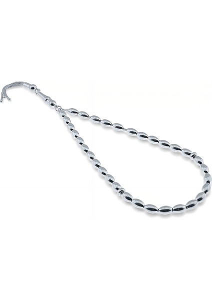 Oval Düz Gümüş Tesbih