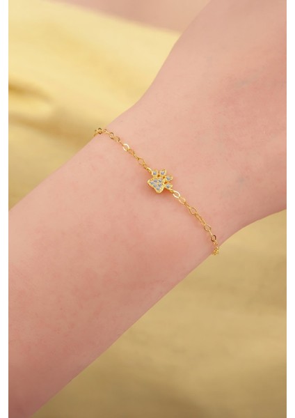 Altın Kaplama Zirkon Taşlı 925 Ayar Gümüş Minimal Pati Bayan Bileklik fiyatları