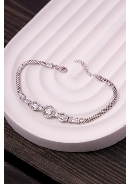 925 Ayar Gümüş Rodyumlu Triple Circle Baget Bayan Bileklik