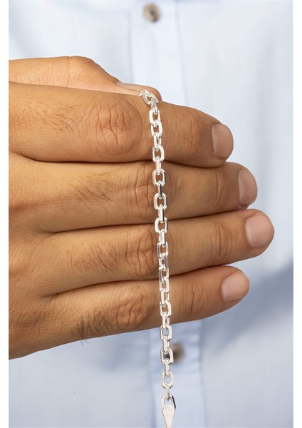 Oval Traşlı Forse Zincir Model Gümüş Erkek Bileklik fiyatları