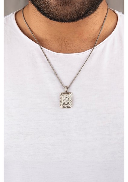 925 Ayar Gümüş Karartmalı Yıldız Motifli Erkek Kolye fiyatları