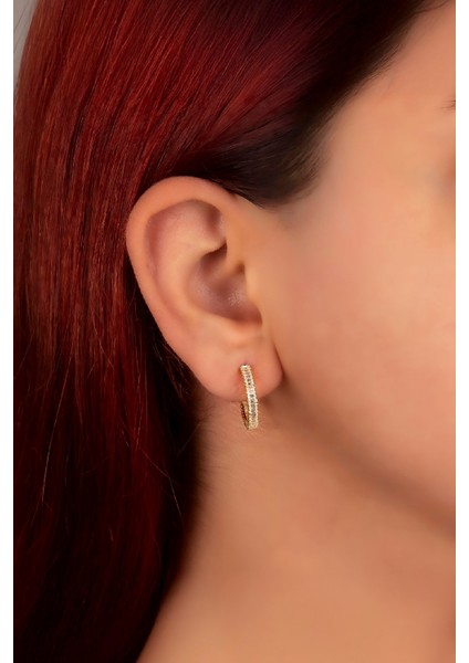 925 Ayar Gümüş Altın Kaplama Orta Boy Baget Küpe fiyatları