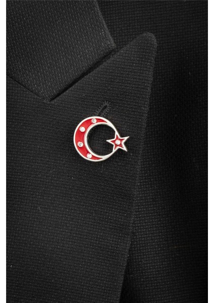 925 Ayar Gümüş Zirkon Taşlı Türk Bayrağı Rozet modelleri