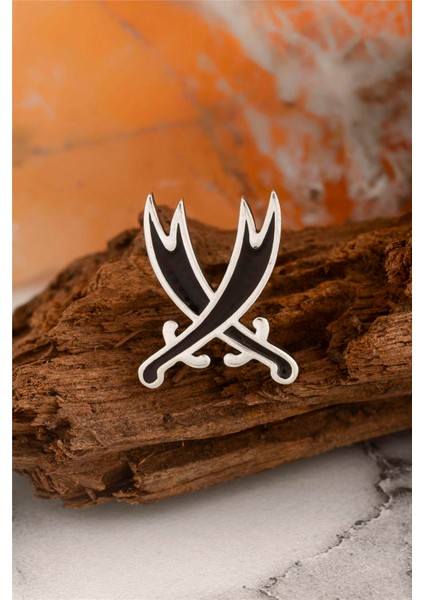 925 Ayar Gümüş Mineli Çift Kılıç Zülfikar Rozet fiyatları