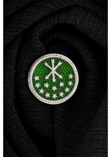 925 Ayar Gümüş Mineli Çerkez Bayrağı Rozet