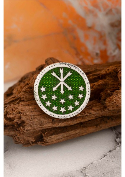 925 Ayar Gümüş Mineli Çerkez Bayrağı Rozet fiyatları