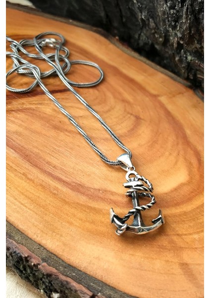 Çapa Gümüş Erkek Kolye