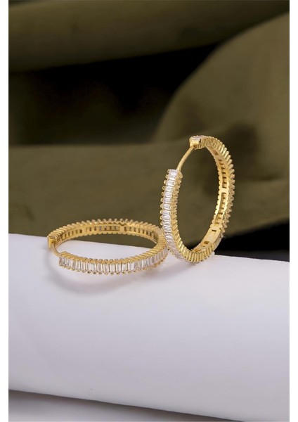 925 Ayar Gümüş Altın Kaplama Baget Küpe