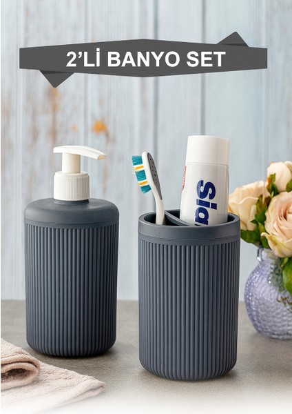 2'li Sabunluk Banyo Seti Antrasit