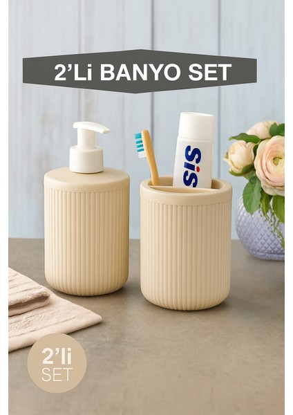 2'li Sabunluk Banyo Seti Bej