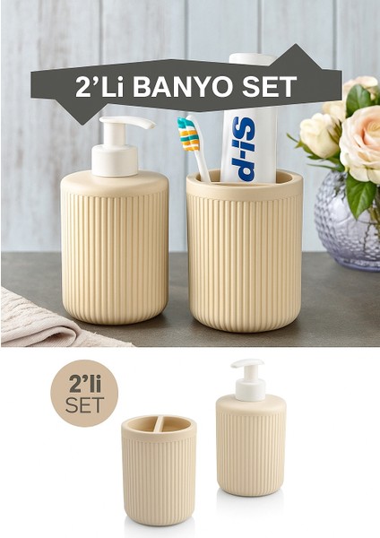 2'li Sabunluk Banyo Seti Bej fiyatları