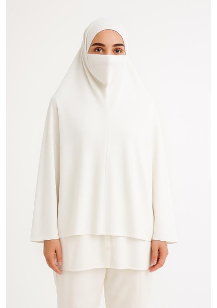 Hazır Türban Peçeli Pratik Şal/ Eşarp, Tesettür Nikapli Hijab - Namaz Örtüsü Sufle (5xl)