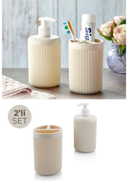 2'li Sabunluk Banyo Seti Krem