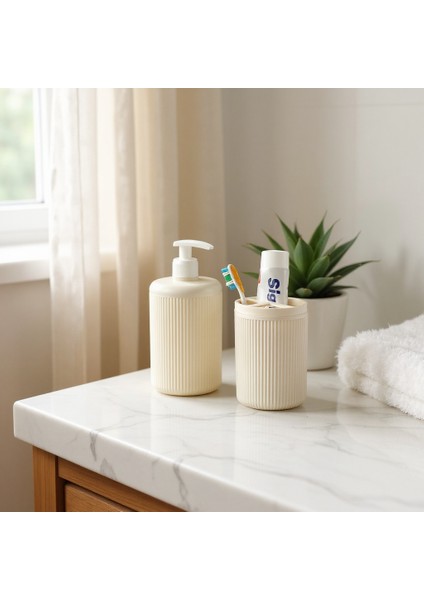 2'li Sabunluk Banyo Seti Krem fırsatları