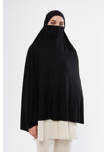 Hazır Türban Peçeli Pratik Şal/ Eşarp, Tesettür Nikapli Hijab - Namaz Örtüsü Sufle (5xl)