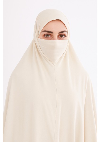 Hazır Türban Peçeli Pratik Şal/ Eşarp, Tesettür Nikapli Hijab - Namaz Örtüsü Sufle (5xl)