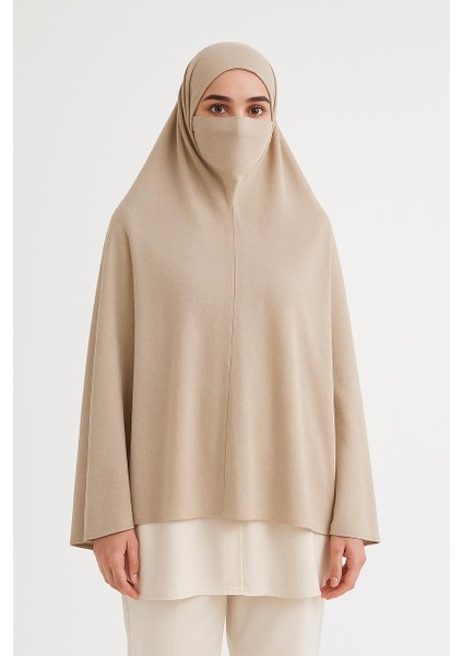 Hazır Türban Peçeli Pratik Şal/ Eşarp, Tesettür Nikapli Hijab - Namaz Örtüsü Sufle (5xl)