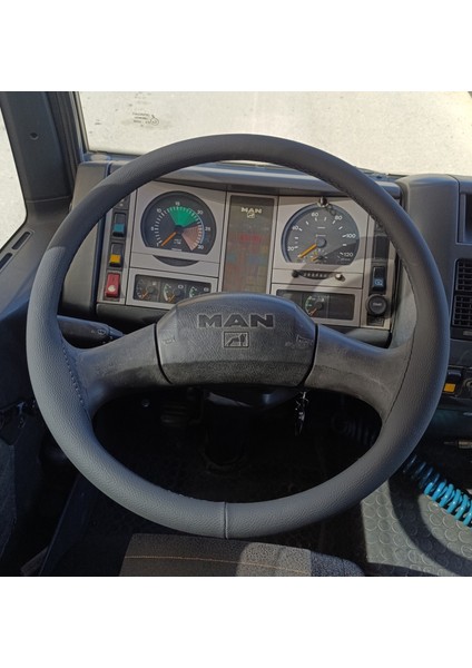 Dikişli Direksiyon Kılıfı Siyah Deri Siyah Dikişli Man 12.160 Kamyon Için