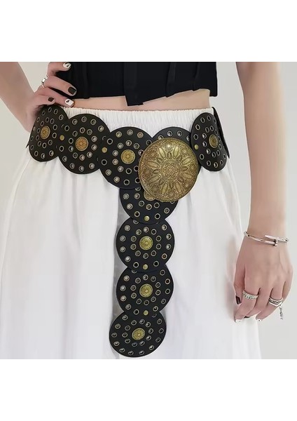 Kadın Metal Madalyon Tokalı, Zımbalı Kovboy Stil Yeni Trent Kemer fiyatları