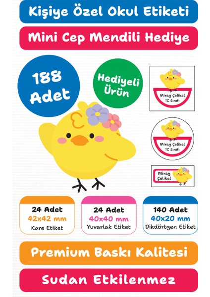 188 Adet Kişiye Özel Okul Etiketi | Kalem Defter Kitap Için Isim Yazılabilir Sticker Seti Model:22