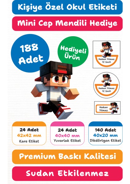 188 Adet Roblox Kişiye Özel Okul Etiketi | Kalem Defter Kitap Için Isim Yazılabilir Sticker Seti Model:23