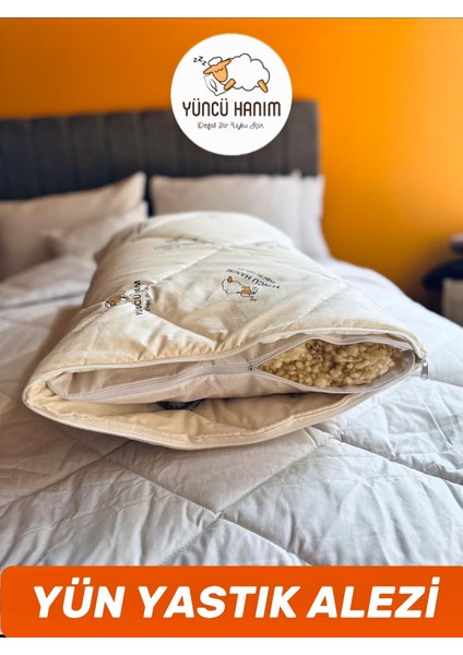 Kuzu Yünü Dolgulu Kapitoneli Yastık Alezi , Doğal Pamuk Kumaş 50X70 cm (2 Adet) fırsatları