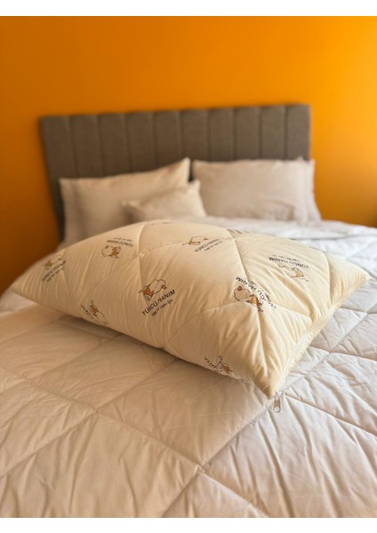 Kuzu Yünü Dolgulu Kapitoneli Yastık Alezi , Doğal Pamuk Kumaş 50X70 cm (2 Adet) indirimleri