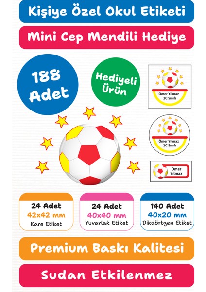 188 Adet Kişiye Özel Okul Etiketi | Kalem Defter Kitap Için Isim Yazılabilir Sticker Seti Model:11