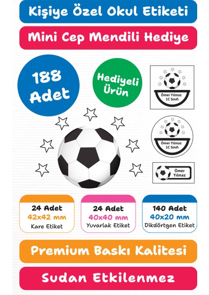 188 Adet Kişiye Özel Okul Etiketi | Kalem Defter Kitap Için Isim Yazılabilir Sticker Seti Model:10