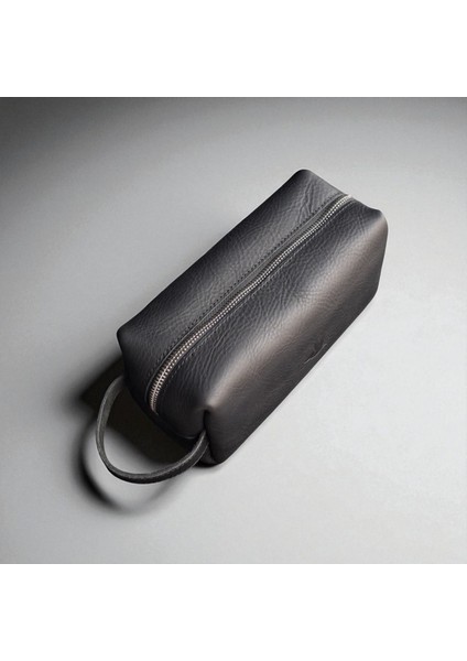 Erkek Hakiki Deri Fermuarlı El Çantası Günlük Seyahat - Tıraş Çantası Siyah indirimleri