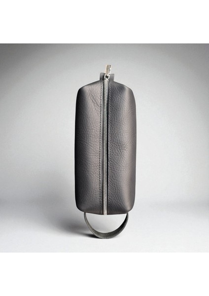 Erkek Hakiki Deri Fermuarlı El Çantası Günlük Seyahat - Tıraş Çantası Siyah