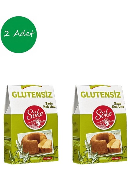 2 Adet Glutensiz Sade Kek Unu 240 Gr