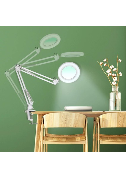 5/8x Büyütmeli LED Masa Lambası USB Bağlantılı Esnek Kollu Büyüteç Işıldak